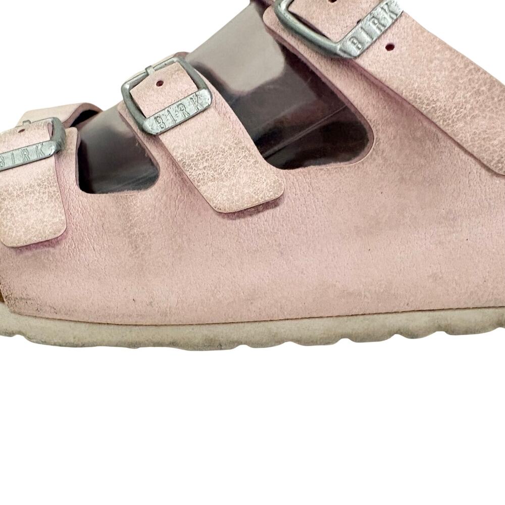 Birkenstock Florida Fresh Pink Leather Triple Strap Sandals Feminine Preppy 41 - Picture 4 of 9